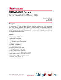 Datasheet R1RW0404DGE-2LR manufacturer Renesas