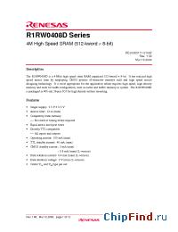 Datasheet R1RW0408DGE-2PR manufacturer Renesas