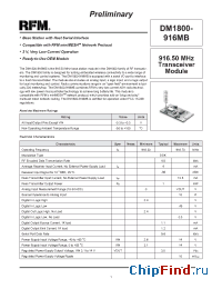 Datasheet DM1800-916MB manufacturer RF Monolithics