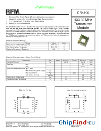 Datasheet DR4100 manufacturer RF Monolithics