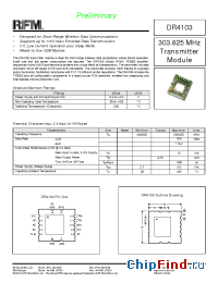 Datasheet DR4103 manufacturer RF Monolithics