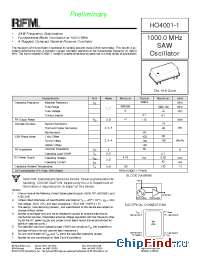 Datasheet HO4001-1 manufacturer RF Monolithics