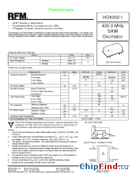 Datasheet HO4002-1 manufacturer RF Monolithics
