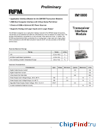 Datasheet IM1800 manufacturer RF Monolithics