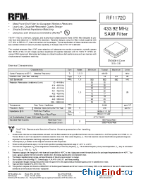 Datasheet RF1172D manufacturer RF Monolithics
