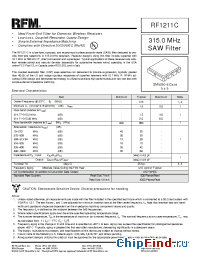 Datasheet RF1211C manufacturer RF Monolithics