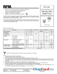 Datasheet RF1302 manufacturer RF Monolithics