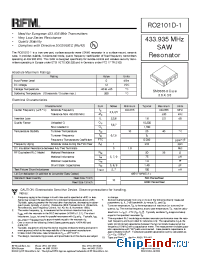 Datasheet RO2101D-1 manufacturer RF Monolithics