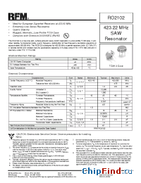 Datasheet RO2102 manufacturer RF Monolithics