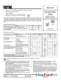 Datasheet RO2104 manufacturer RF Monolithics