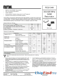 Datasheet RO2104A manufacturer RF Monolithics
