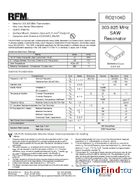 Datasheet RO2104D manufacturer RF Monolithics