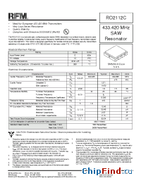 Datasheet RO2112C manufacturer RF Monolithics