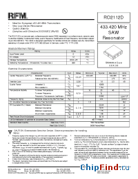 Datasheet RO2112D manufacturer RF Monolithics