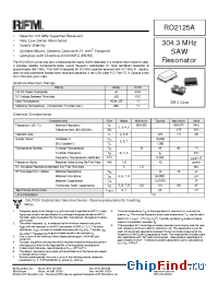 Datasheet RO2125A manufacturer RF Monolithics