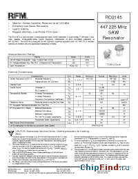 Datasheet RO2145 manufacturer RF Monolithics