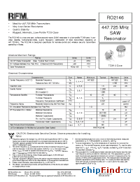 Datasheet RO2146 manufacturer RF Monolithics