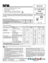 Datasheet RO2149 manufacturer RF Monolithics