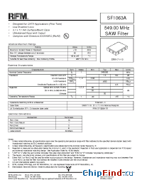 Datasheet SF1063A manufacturer RF Monolithics