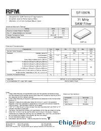Datasheet SF1097A manufacturer RF Monolithics