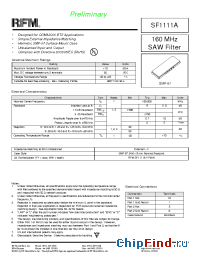 Datasheet SF1111A manufacturer RF Monolithics