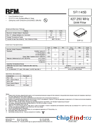 Datasheet SF1145B manufacturer RF Monolithics