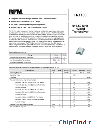 Datasheet TR1100 manufacturer RF Monolithics