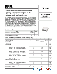 Datasheet TR3001 manufacturer RF Monolithics
