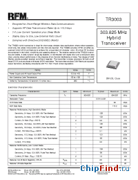 Datasheet TR3003 manufacturer RF Monolithics
