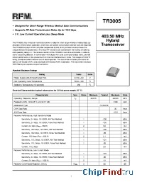 Datasheet TR3005 manufacturer RF Monolithics