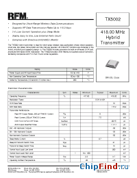 Datasheet TX5002 manufacturer RF Monolithics