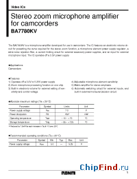 Datasheet BA7780KV manufacturer Rohm
