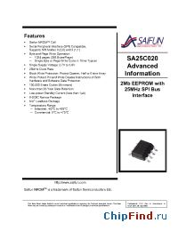 Datasheet SA25C020 manufacturer Saifun