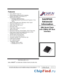 Datasheet SA25F020E manufacturer Saifun
