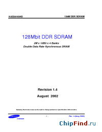 Datasheet K4D28163HD-TC60 manufacturer Samsung