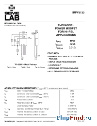 Datasheet IRFY9130 manufacturer SemeLAB