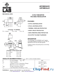 Datasheet LM79M05AHX manufacturer SemeLAB