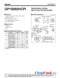 Datasheet GP1S092HCP1 manufacturer SHARP