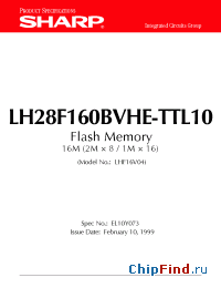 Datasheet LH28F160BVHE-TTL10 manufacturer SHARP