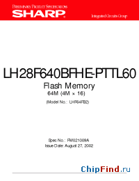 Datasheet LH28F640BFHE-PTTL60 manufacturer SHARP