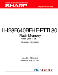 Datasheet LH28F640BFHE-PTTL80 manufacturer SHARP