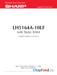 Datasheet LH5164A-10LF manufacturer SHARP