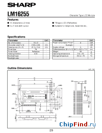 Datasheet LM16255 manufacturer SHARP