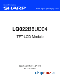 Datasheet LQ022B8UD04 manufacturer SHARP
