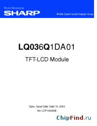 Datasheet LQ036Q1DA01 manufacturer SHARP