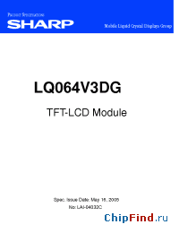 Datasheet LQ064V3DG01 manufacturer SHARP
