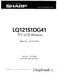Datasheet LQ121S1DG41 manufacturer SHARP