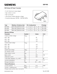 Datasheet BDP954 manufacturer Siemens