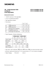 Datasheet HYB5118160BSJ-60 manufacturer Siemens