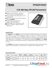 Datasheet SP3222HCT manufacturer Sipex
